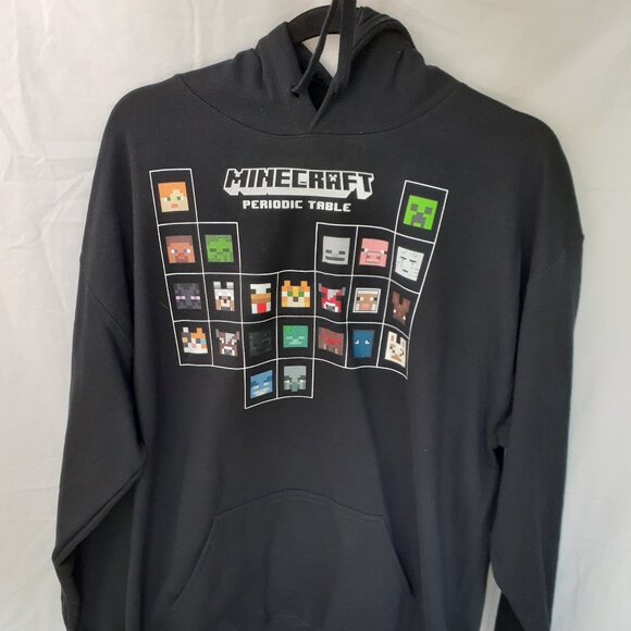 New Large Minecraft Periodic Table Characters Black Pullover Hoodie - Picture 1 of 5